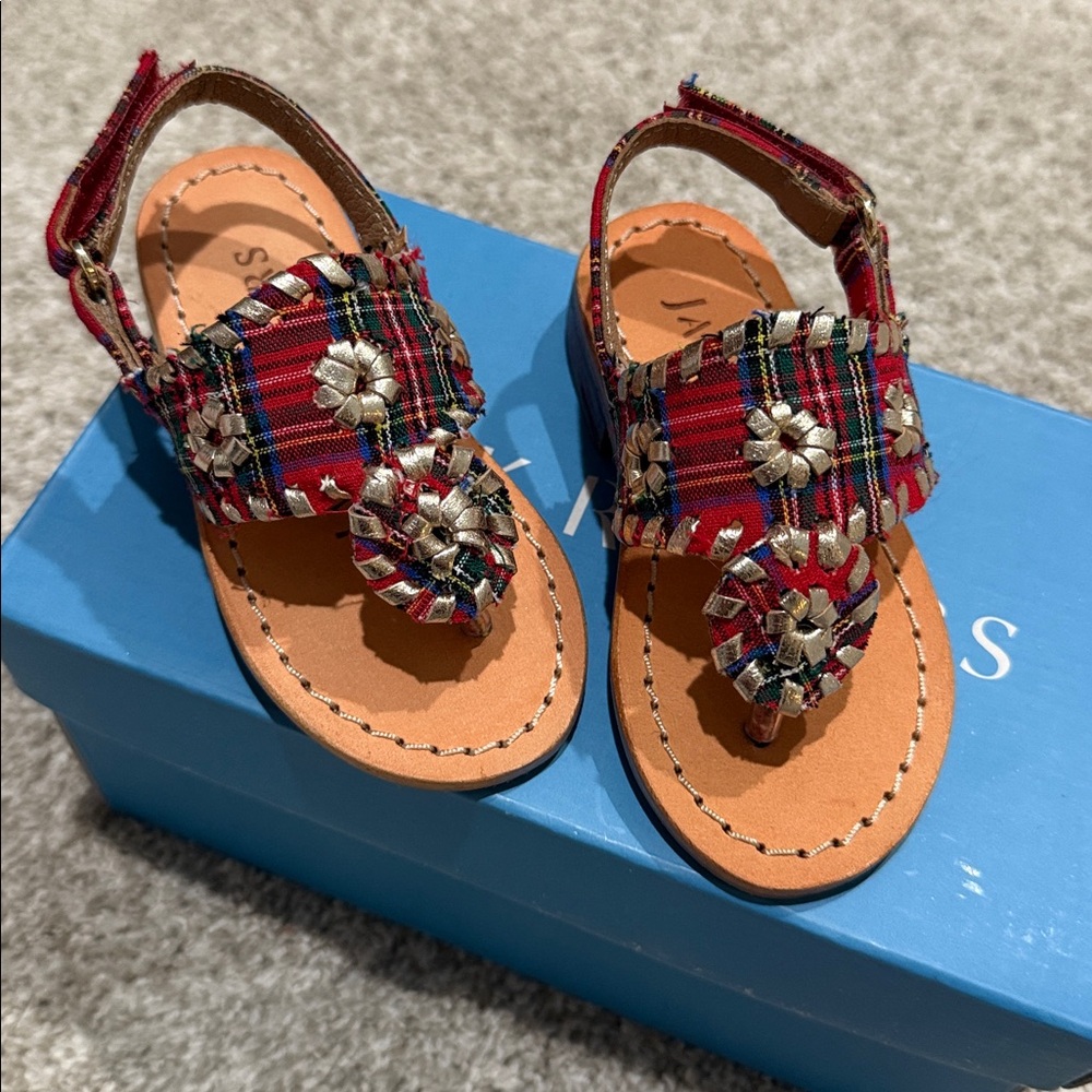 Toddler Jack Rogers Plaid Red Kids Sandals - Picture 2 of 5